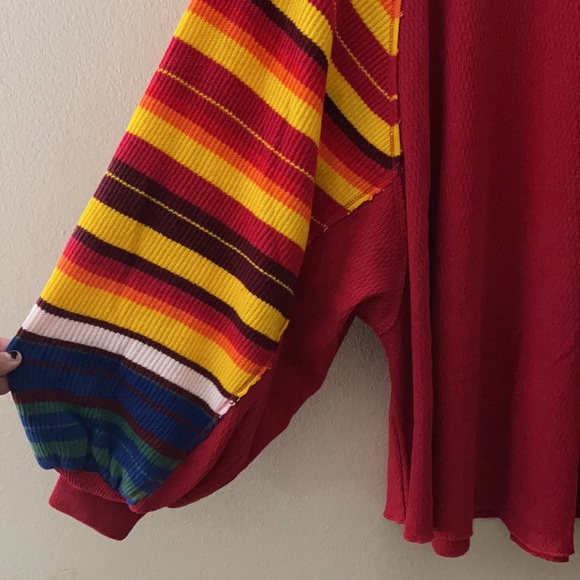 Free people knit pullover with striped sleeves, NWT - Picture 3 of 5